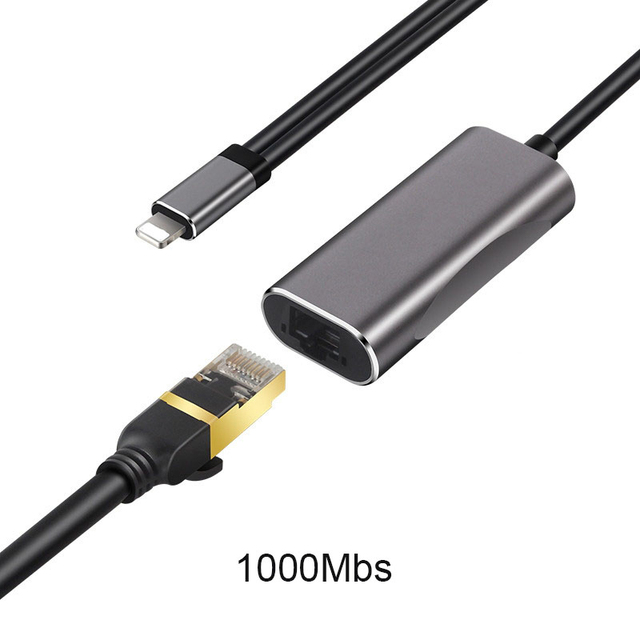 Adapter Ethernet LAN przewodowy dla iPad/iPhone 13 Series z portem Lightning na RJ45, obsługujący prędkość 1000 mb/s, kompatybilny z iPhone 7/8/11/12/X/XS na iOS - Wianko - 1