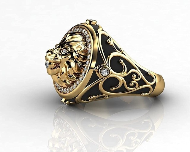 Pierścionek gotycki z ryczącym lwem - męska biżuteria Stranger Things - Vintage pierścionki Chunky Rings - Wianko - 20