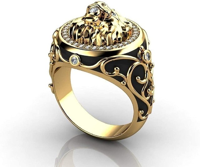 Pierścionek gotycki z ryczącym lwem - męska biżuteria Stranger Things - Vintage pierścionki Chunky Rings - Wianko - 18
