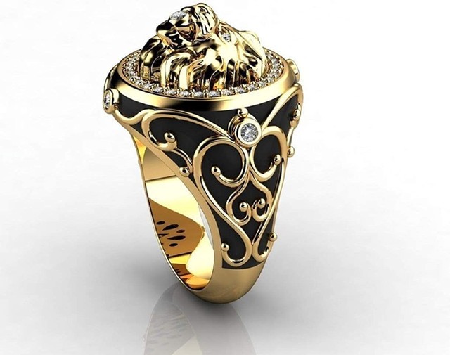 Pierścionek gotycki z ryczącym lwem - męska biżuteria Stranger Things - Vintage pierścionki Chunky Rings - Wianko - 22