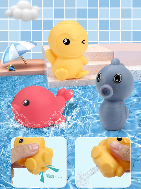 Zabawka do kąpieli - rurociąg woda Spray słoń ryba gumowa kaczka dla dzieci - Wianko - 45