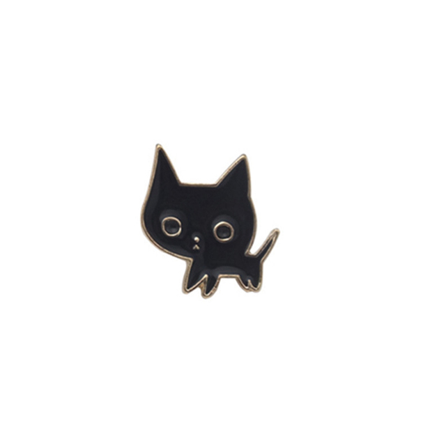 Sliczna broszka z emaliowanym czarno-bialym kotem, kwiatem doniczkowym i metalową strzałką - Wianko - 25