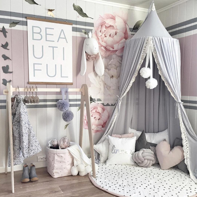 Siatka do łóżeczka z koronkowym baldachimem wiszącym dla dzieci - elegancka ochrona przed komarami i insektami - Wianko - 6