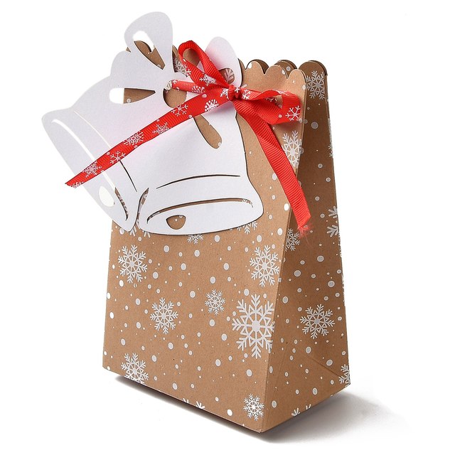 Torby świąteczne papierowe Xmas z płatkami śniegu do pakowania biżuterii i prezentów - Wianko - 2