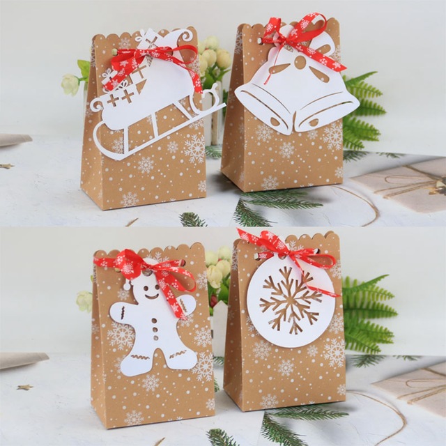 Torby świąteczne papierowe Xmas z płatkami śniegu do pakowania biżuterii i prezentów - Wianko - 1