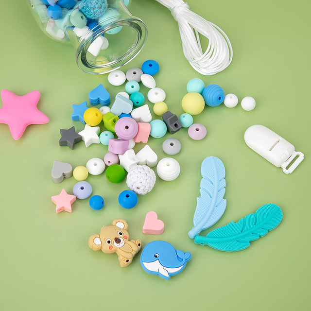 Gryzak silikonowy Baby Cartoon w kształcie okrągłych soczewek do ząbkowania w zestawie Nuring dla dzieci z akcesoriami DIY - Wianko - 7