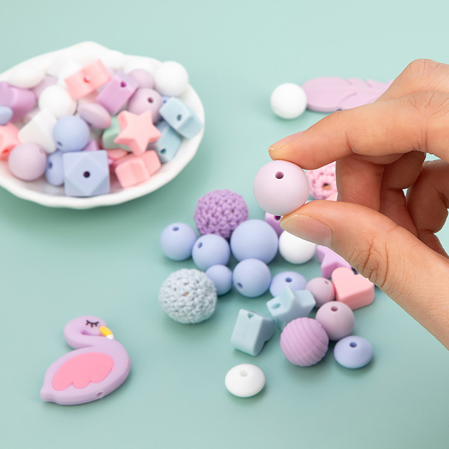 Gryzak silikonowy Baby Cartoon w kształcie okrągłych soczewek do ząbkowania w zestawie Nuring dla dzieci z akcesoriami DIY - Wianko - 5