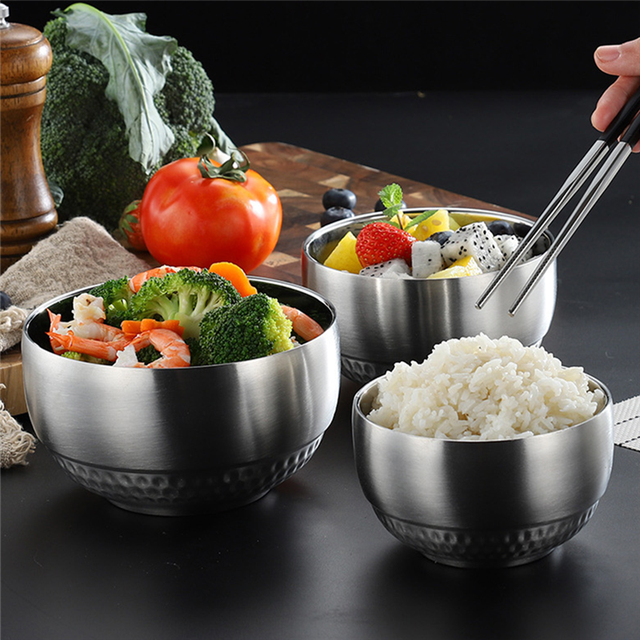 304 dwuwarstwowe naczynia stołowe ze stali nierdzewnej do makaronu, sałatek i ryżu - Wianko - 3