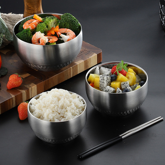 304 dwuwarstwowe naczynia stołowe ze stali nierdzewnej do makaronu, sałatek i ryżu - Wianko - 2