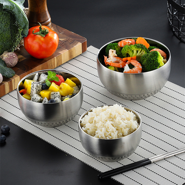 304 dwuwarstwowe naczynia stołowe ze stali nierdzewnej do makaronu, sałatek i ryżu - Wianko - 4