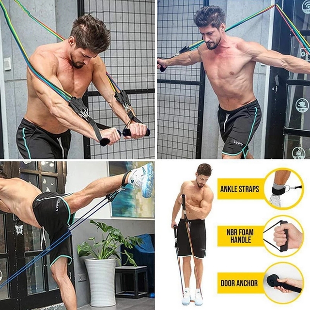 Zestaw 17 lateksowych taśm oporowych do ćwiczeń w domu - pętle, rury, zestawy Fitness Expander, linie do jogi i siłowni - Wianko - 6