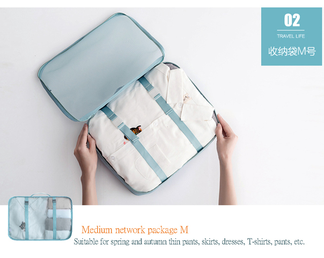 Przenośna torba na bagaż podróżny - 6 sztuk w zestawie, wodoodporna, idealna na ubrania, buty i bieliznę - Wianko - 6