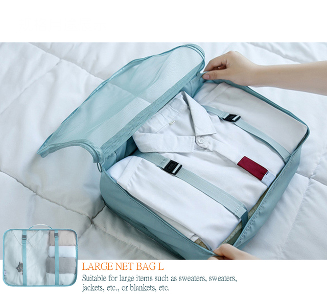 Przenośna torba na bagaż podróżny - 6 sztuk w zestawie, wodoodporna, idealna na ubrania, buty i bieliznę - Wianko - 5