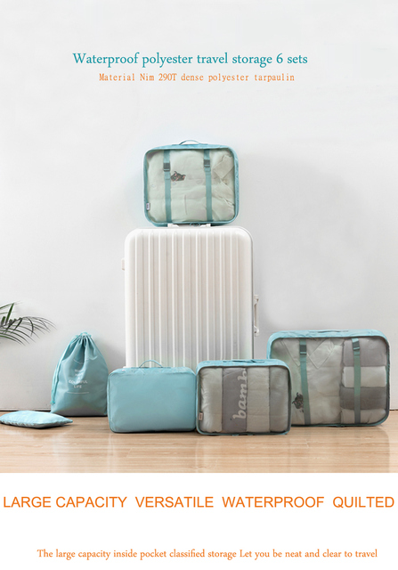 Przenośna torba na bagaż podróżny - 6 sztuk w zestawie, wodoodporna, idealna na ubrania, buty i bieliznę - Wianko - 1