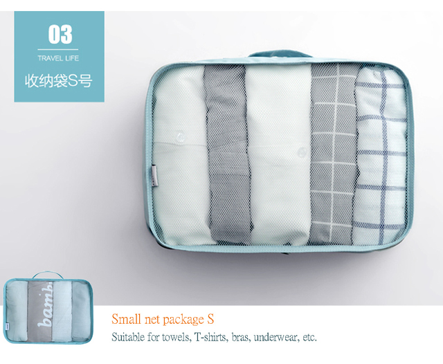 Przenośna torba na bagaż podróżny - 6 sztuk w zestawie, wodoodporna, idealna na ubrania, buty i bieliznę - Wianko - 7