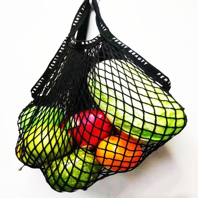 Torba bawełniana do przechowywania owoców i warzyw w sieci rybackiej z zawieszką na cebulę - zielona - Wianko - 9