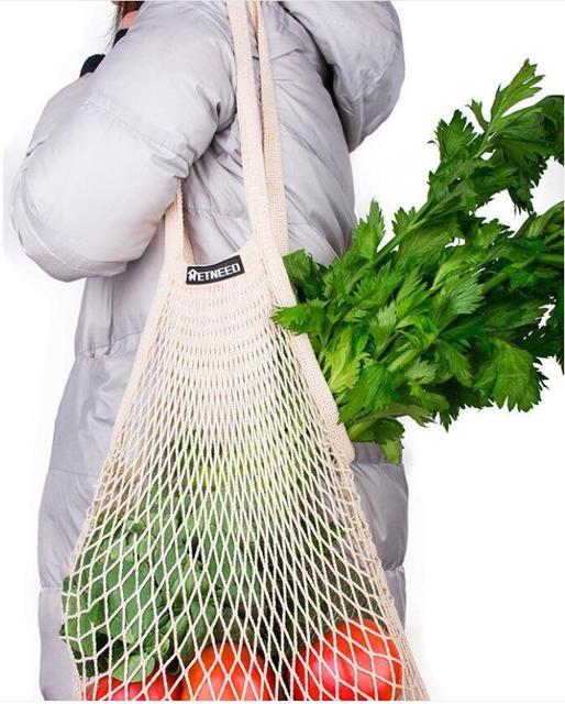 Torba bawełniana do przechowywania owoców i warzyw w sieci rybackiej z zawieszką na cebulę - zielona - Wianko - 5