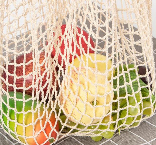 Torba bawełniana do przechowywania owoców i warzyw w sieci rybackiej z zawieszką na cebulę - zielona - Wianko - 14