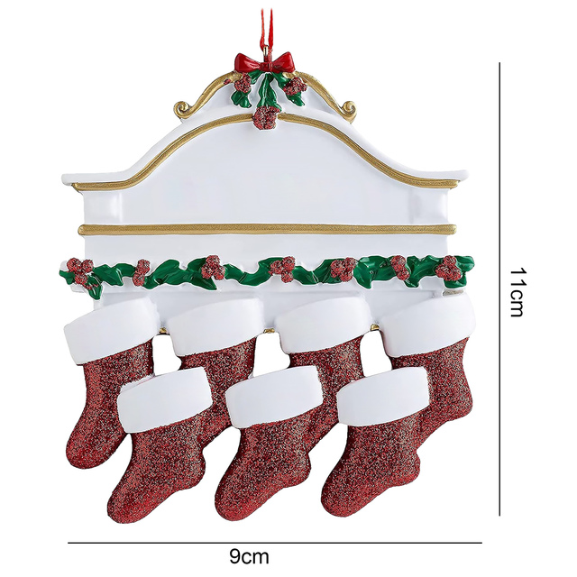 Personalizowane wiszące ozdoby świąteczne dla całej rodziny 2021 Xmas - skarpety, zawieszka choinki, dekoracje DIY - Wianko - 14