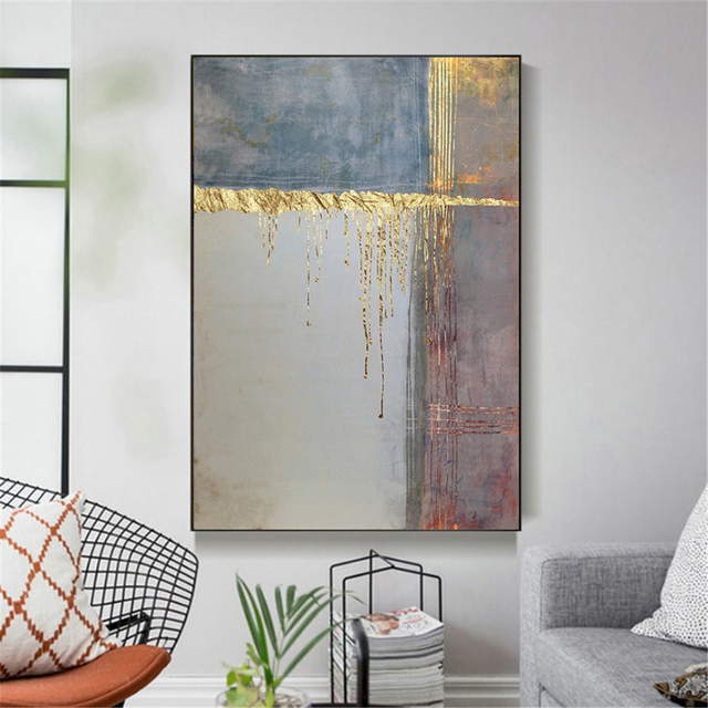 Złote drzewo abstrakcyjne - plakat na ścianę, nowoczesny nadruk na płótnie, wystrój salonu - Wianko - 6