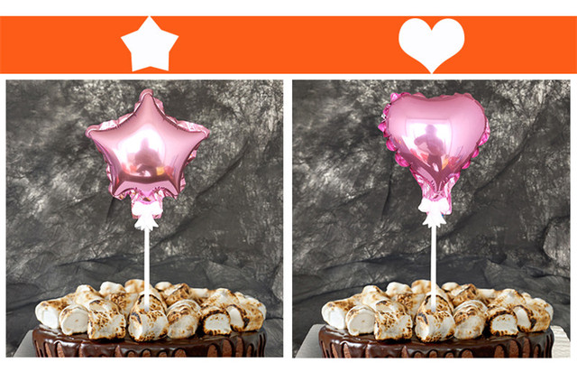 Dekoracja na tort - 3 sztuki w kształcie serca lub gwiazdy, balonowe wykaszarki na tort z materiałami ślubnymi - Wianko - 4