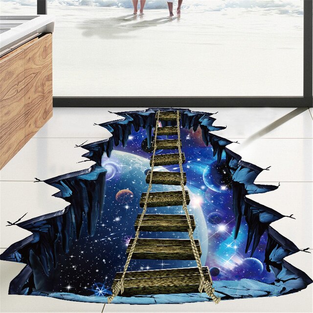 Naklejki ścienne 3D KAKUDER - wszechświat, planeta, most - zdejmowana podłoga - PVC - dekoracyjne malowanie - adesivo de parede 2021 - Wianko - 9
