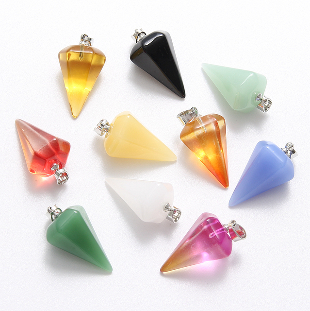 Hurtowa sprzedaż 10 sztuk sześciokątnych stożków ozdobnych z kryształem dla twórców biżuterii - Wianko - 5
