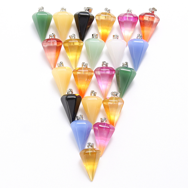 Hurtowa sprzedaż 10 sztuk sześciokątnych stożków ozdobnych z kryształem dla twórców biżuterii - Wianko - 1