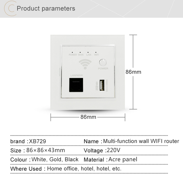 Wzmacniacz sygnału wifi 300 mb/s AP Router 6dBi 802.11n LAN/WAN 220V 86 Panel - Wianko - 8