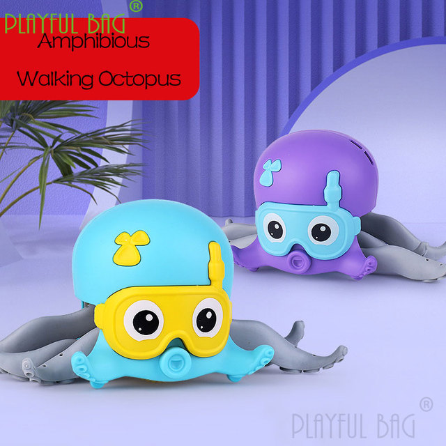Zabawka do kąpieli - chodząca i pływająca ośmiornica PB - mini prezent dla dziecka - łazienka - śmieszny worek - zabawa w wodzie - urocza amfibia ośmiornica WD01 - Wianko - 1