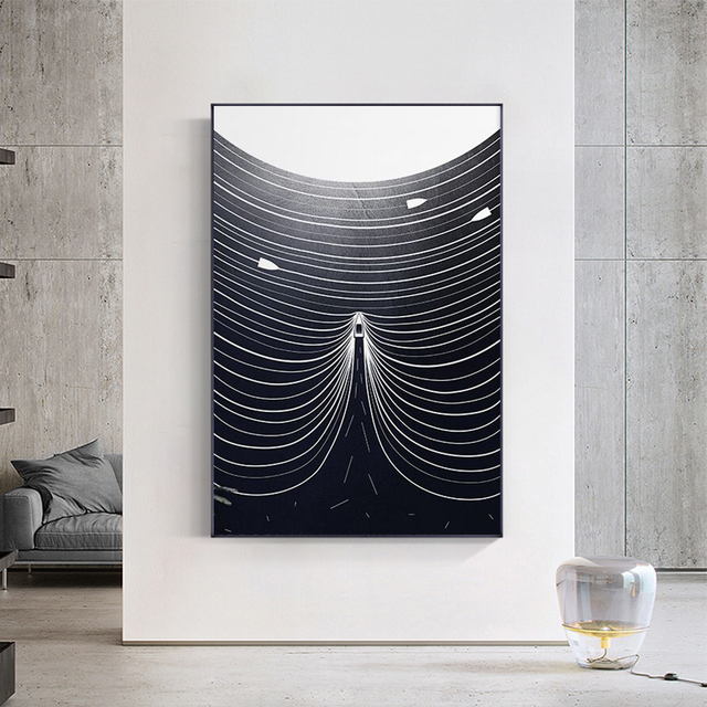 Minimalistyczny obraz na płótnie kompatybilny z czarno-białymi zdjęciami - dekoracja ścienna do sypialni - Wianko - 4