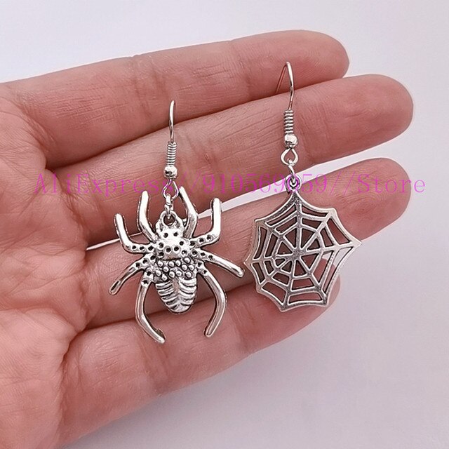Kolczyki wiszące asymetryczny pająk i pająk zwisają dla kobiet punk goth gotycka biżuteria na Halloween - Wianko - 4