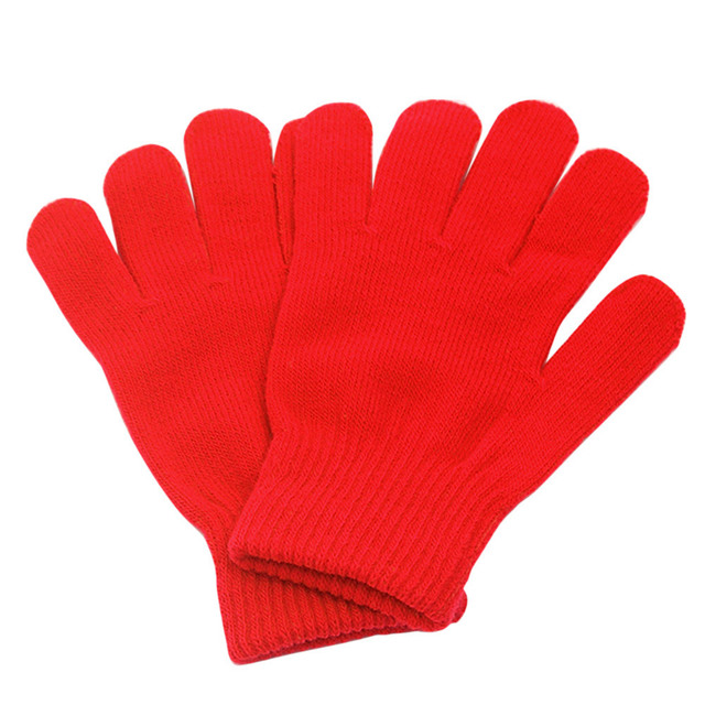 Rękawiczki zimowe dla dzieci z dzianiny, pełne palce, utrzymujące ciepło - 1 para (dla dziewczynki lub chłopca) - Wianko - 1