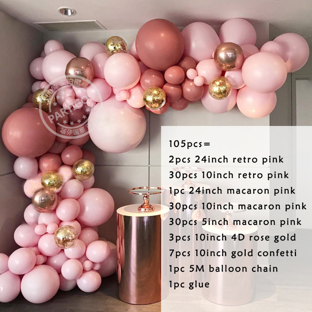 105 sztuk Retro balony Garland w kolorze Macaron różowy na dekoracje ślubne, walentynki, Baby Shower i urodziny dzieci - Wianko - 2