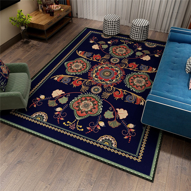 Retro etniczny dywan do salonu i sypialni - mata podłogowa w stylu vintage i nordyckim z poliestru - Wianko - 6