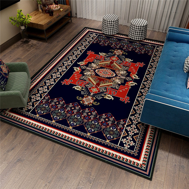 Retro etniczny dywan do salonu i sypialni - mata podłogowa w stylu vintage i nordyckim z poliestru - Wianko - 2