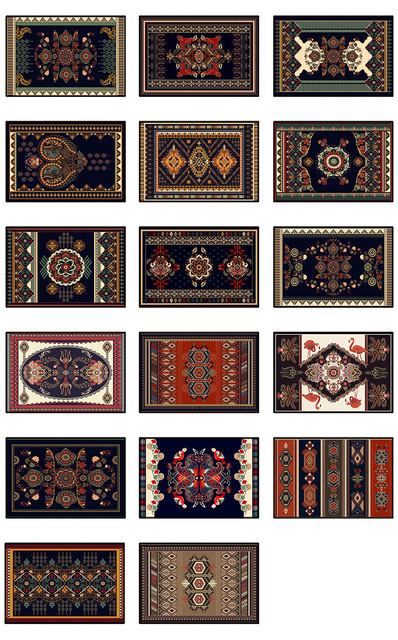 Retro etniczny dywan do salonu i sypialni - mata podłogowa w stylu vintage i nordyckim z poliestru - Wianko - 15