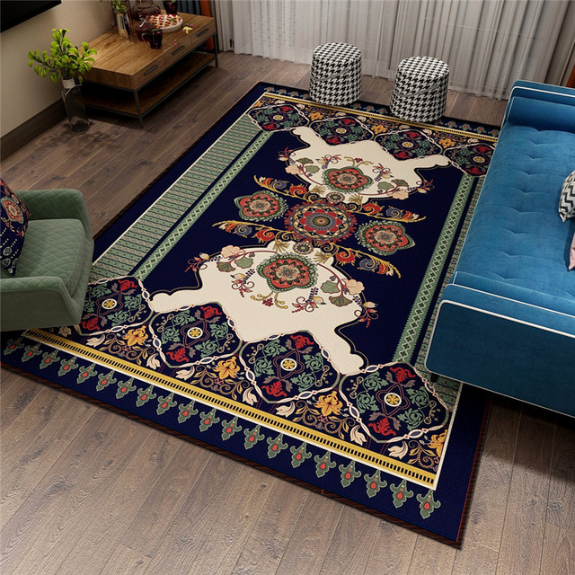 Retro etniczny dywan do salonu i sypialni - mata podłogowa w stylu vintage i nordyckim z poliestru - Wianko - 3