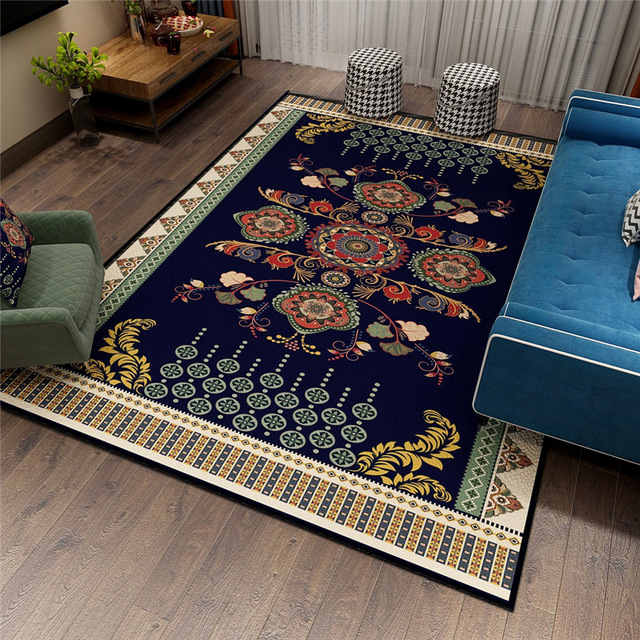 Retro etniczny dywan do salonu i sypialni - mata podłogowa w stylu vintage i nordyckim z poliestru - Wianko - 1