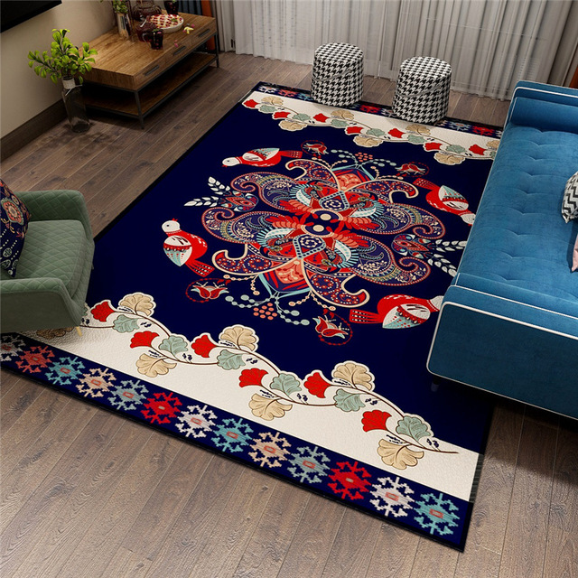Retro etniczny dywan do salonu i sypialni - mata podłogowa w stylu vintage i nordyckim z poliestru - Wianko - 8