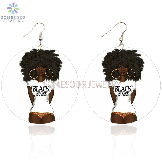 Kolczyki wiszące SOMESOOR czarny kręcone dla dziewczyny z Afro melaniny, bez cukru, bez kremu, drewniane - Wianko - 6