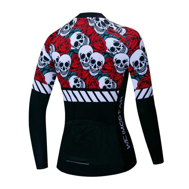Koszulka kolarska damska z długim rękawem 2019, road MTB, górska droga, maillot Racing, biała z czaszką - Wianko - 12