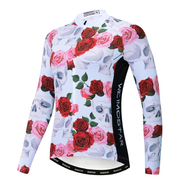 Koszulka kolarska damska z długim rękawem 2019, road MTB, górska droga, maillot Racing, biała z czaszką - Wianko - 25
