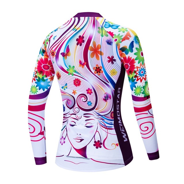 Koszulka kolarska damska z długim rękawem 2019, road MTB, górska droga, maillot Racing, biała z czaszką - Wianko - 14