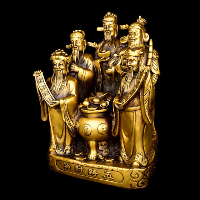 Chiński posąg buddy bogactwa w stylu Feng Shui, wykonany z mosiądzu i miedzi - dekoracja domu dla szczęścia, fortuny i skarbu - Wianko - 1