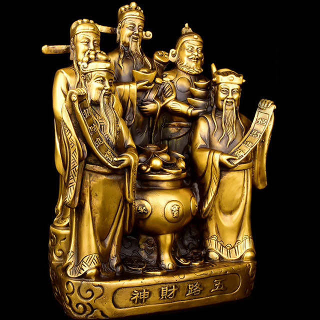Chiński posąg buddy bogactwa w stylu Feng Shui, wykonany z mosiądzu i miedzi - dekoracja domu dla szczęścia, fortuny i skarbu - Wianko - 3