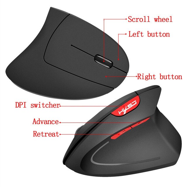 Bezprzewodowa mysz pionowa z odbiornikiem USB - 2400 DPI, ergonomiczna, zamiennik dla laptopów Macbook i notebooków - Wianko - 10