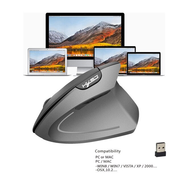 Bezprzewodowa mysz pionowa z odbiornikiem USB - 2400 DPI, ergonomiczna, zamiennik dla laptopów Macbook i notebooków - Wianko - 3
