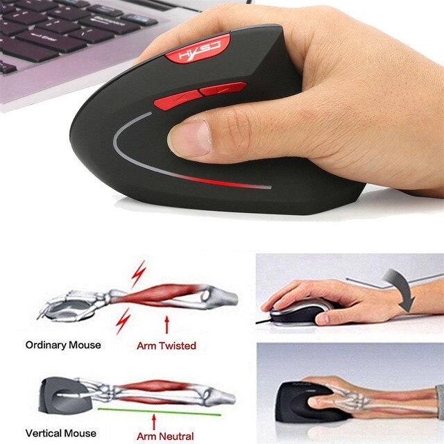 Bezprzewodowa mysz pionowa z odbiornikiem USB - 2400 DPI, ergonomiczna, zamiennik dla laptopów Macbook i notebooków - Wianko - 15