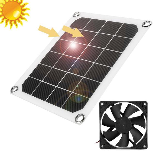 10W 5V Panel słoneczny zasilany wentylator, IP65 wodoodporny, 6 cal, Mini wentylator słoneczny wyciągowy dla psa, kurczak, dom, cieplarni, RV, samochód - Wianko - 14